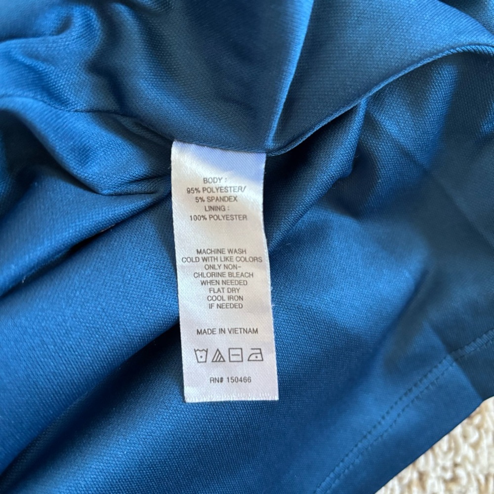 Teal sleeveless faux wrap dress - Picture 6 of 6
